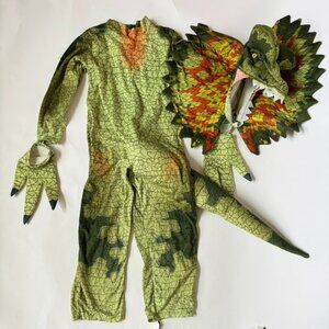 Dilophosaurus Kids XL 14/16 Halloween Costume Dinosaur Bearded Green Boys Dragon